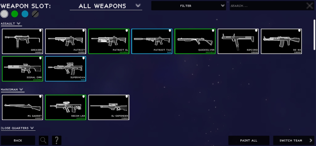 instant actions配置界面的武器选择